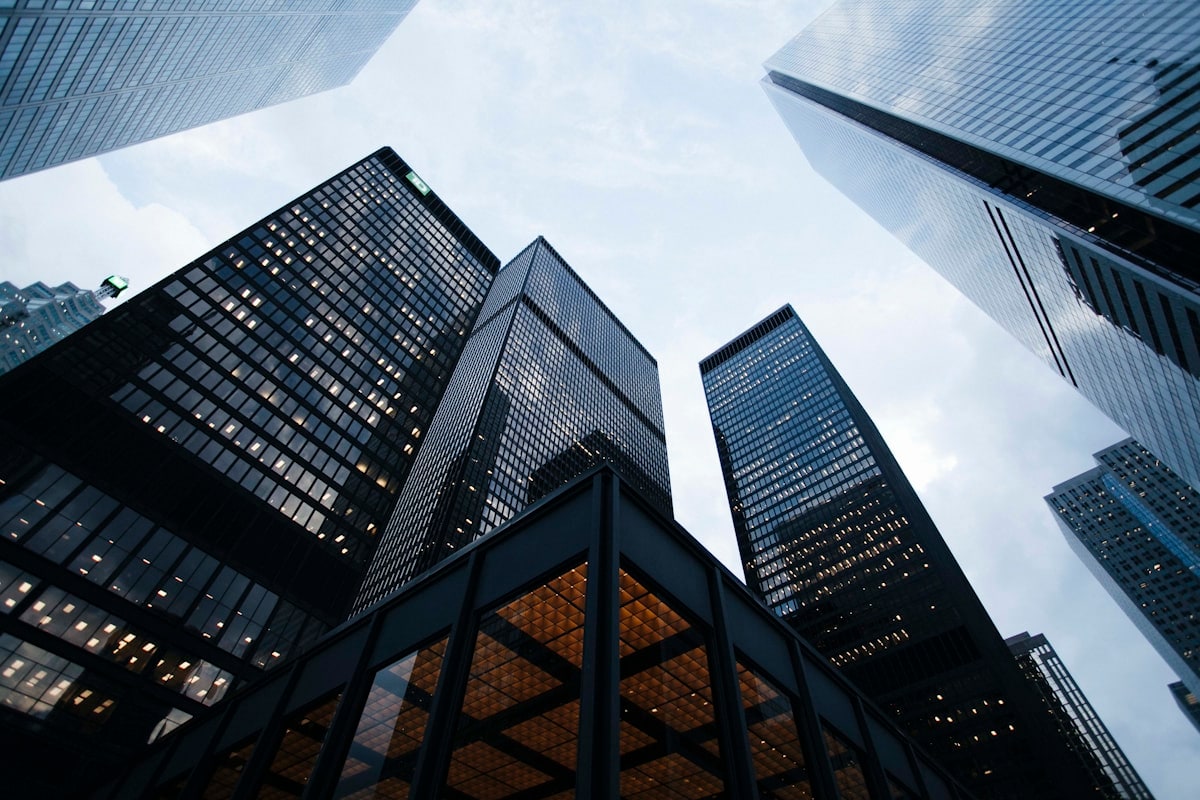 Corporate office buildings and enterprise cityscape